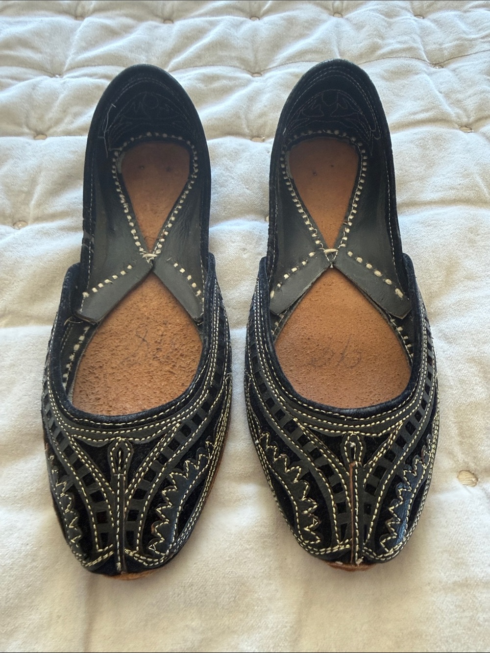Leather and velvet handmade Pakistani/Indian Khusas